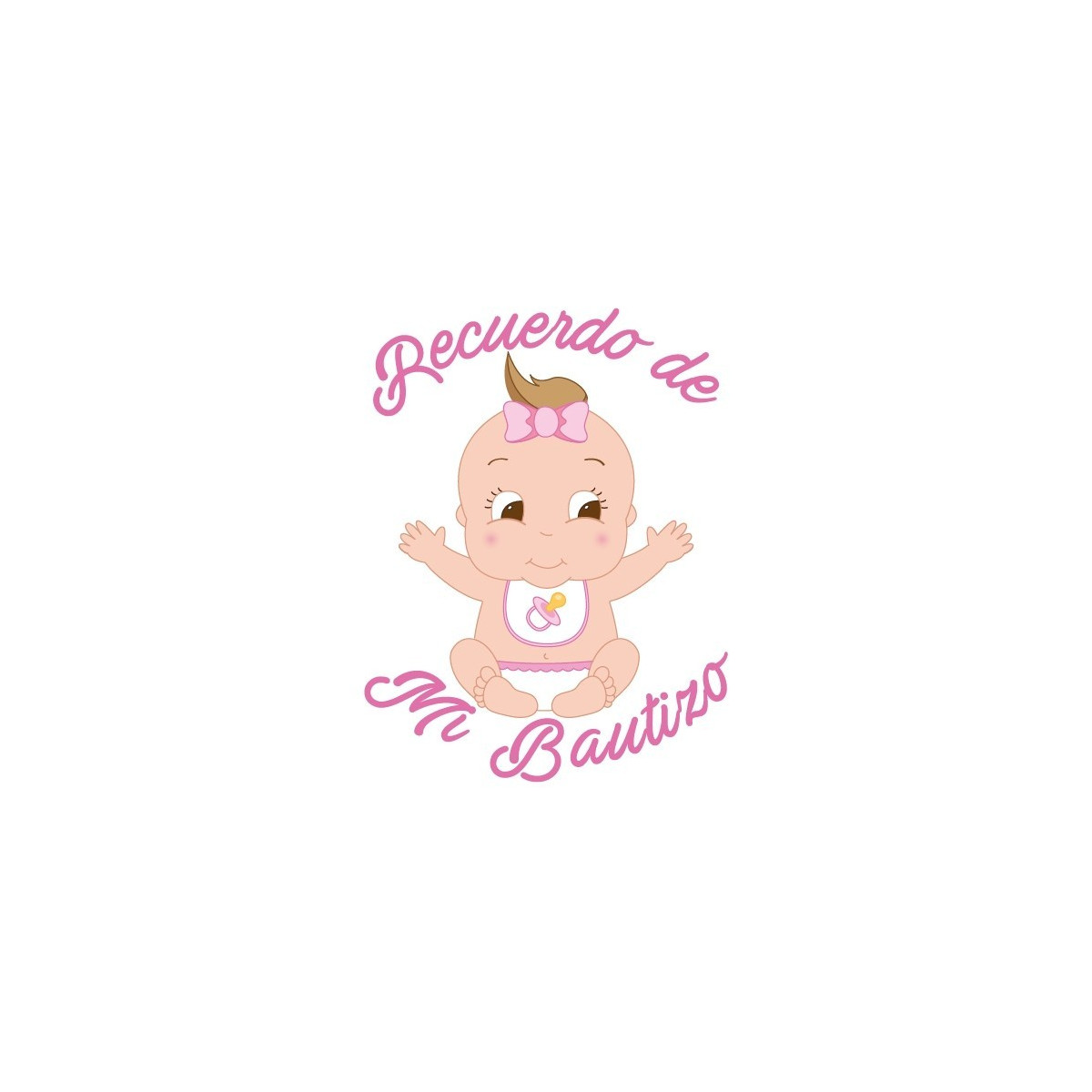 Sticker baptême fille fond blanc 5 x 5 cm