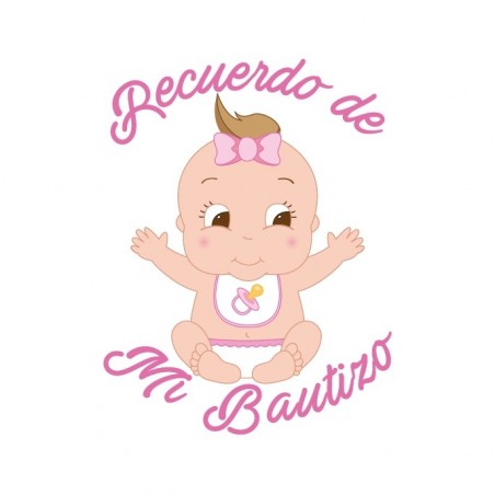 Sticker baptême fille fond blanc 5 x 5 cm