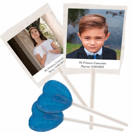 Sucette personnalisée peinte à la langue avec photo et texte pour mariages, baptêmes, communions, anniversaires ou entreprises.