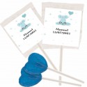 Sucettes personnalisées peintes à la langue pour baptêmes de garçons avec nom et date