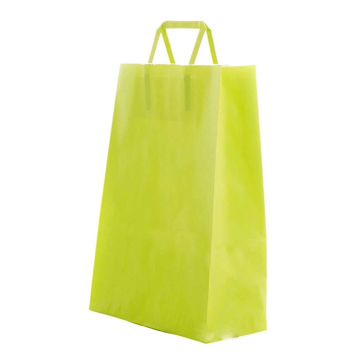 Sac en papier cellulosique couleur pistache avec anses plates