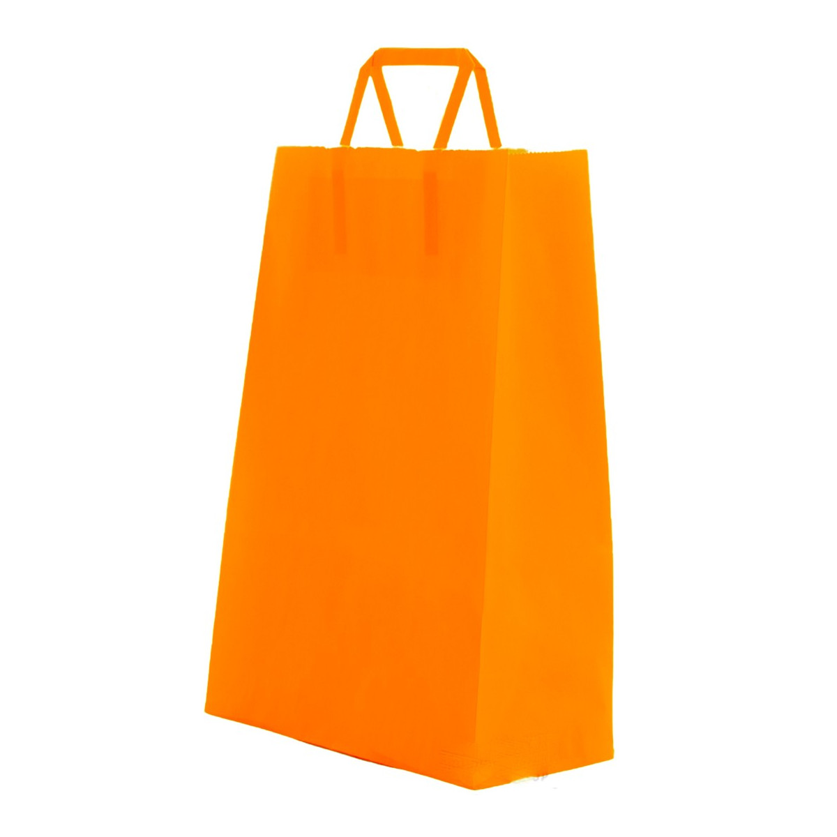 Sac en papier cellulose couleur orange avec anse plate