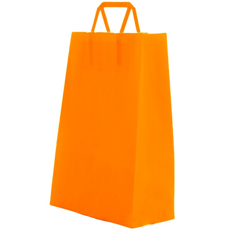 Sac en papier cellulose couleur orange avec anse plate