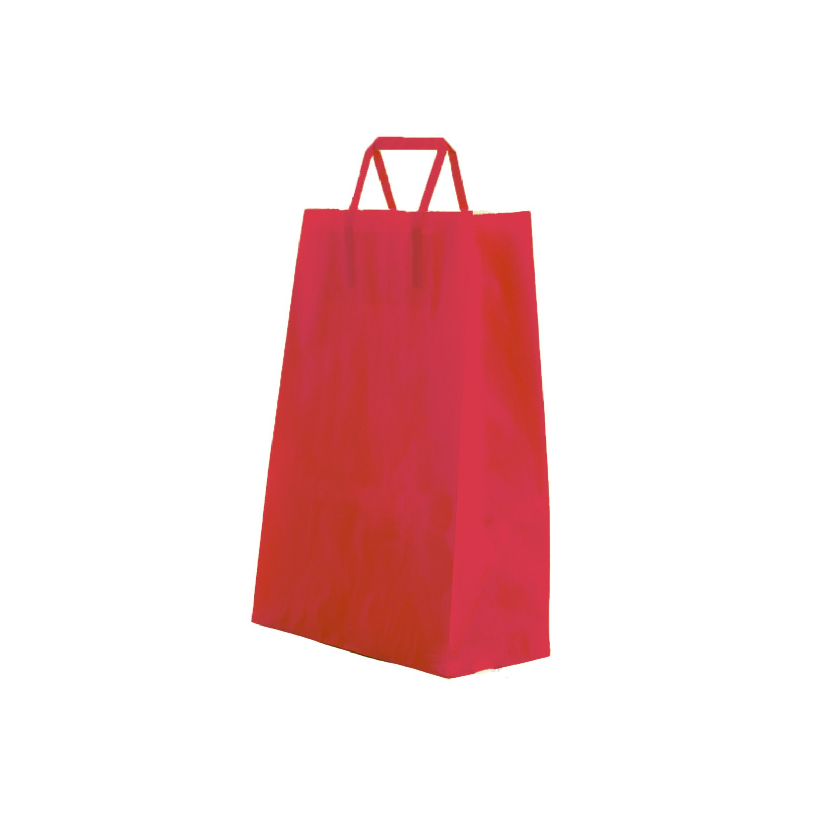Sac en papier cellulosique rouge avec poignées plates