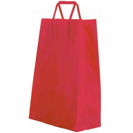 Sac En Papier Cellulosique Rouge Avec Poignée Plate