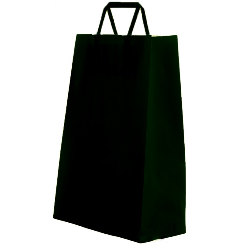 Sac en papier cellulose noir avec poignée plate