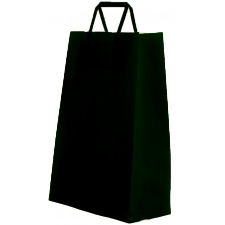 Sac En Papier Cellulosique Noir Avec Poignée Plate
