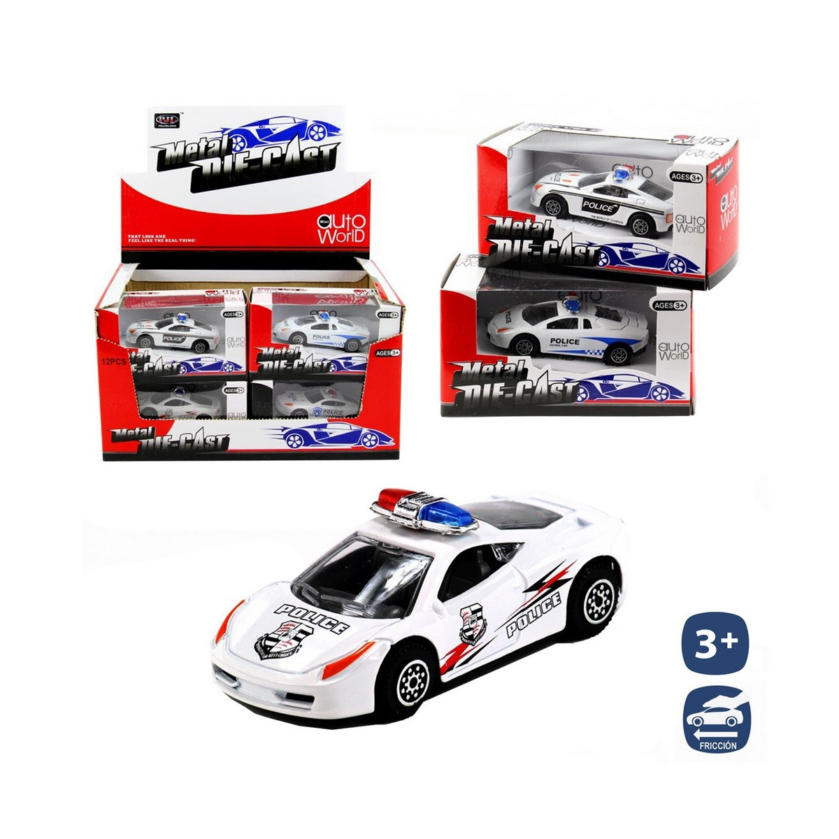 Voiture de police en métal autoworld 3 m 9 cm