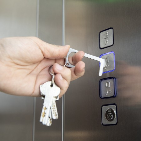 Porte-clés hygiénique anti-contact en acier inoxydable