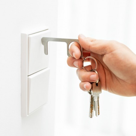 Porte-clés hygiénique anti-contact en acier inoxydable