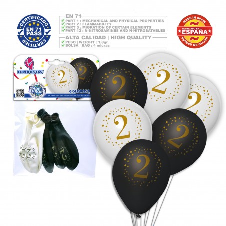 Ballons imprimés 2 blanc noir