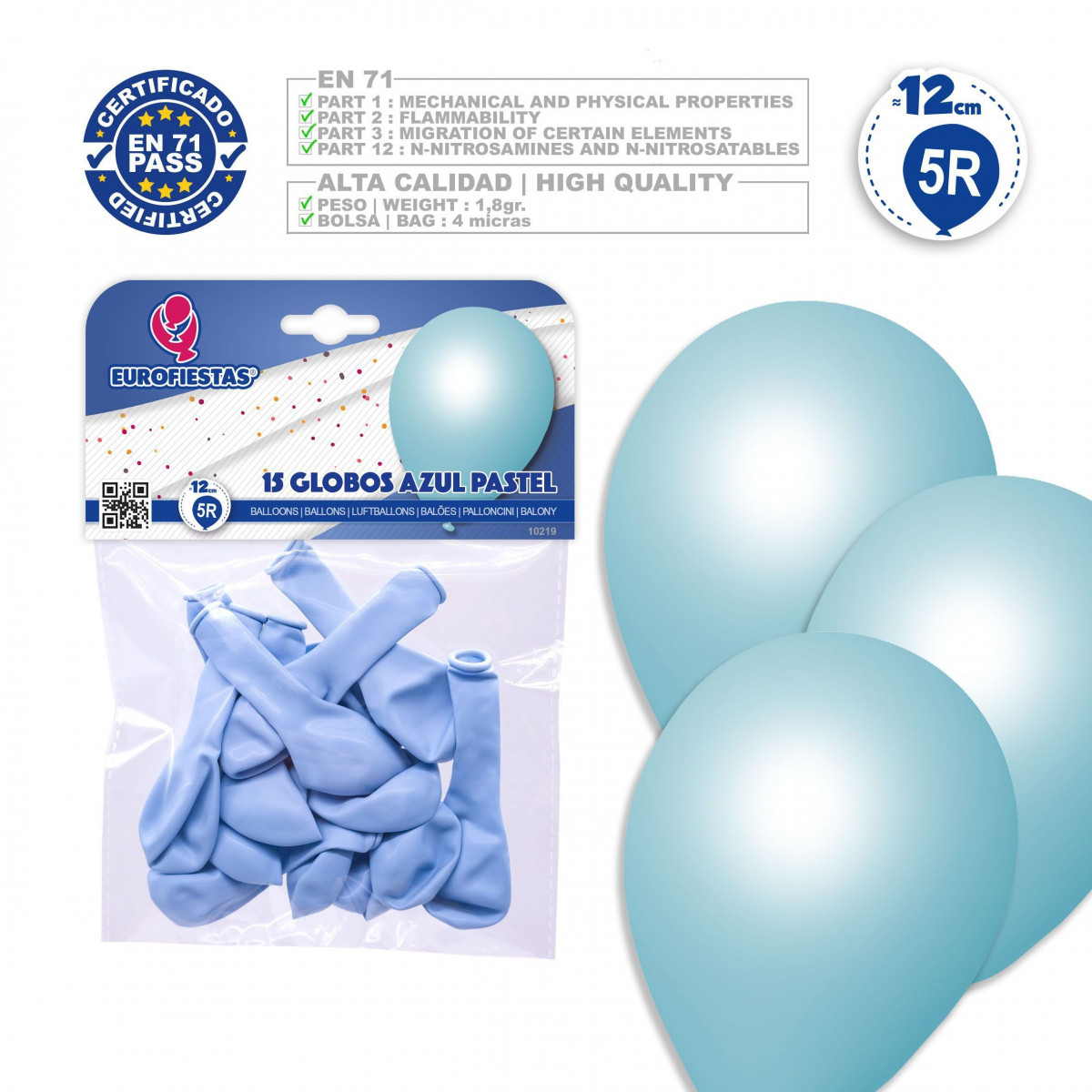 Globos 5r 15 pastel bleu