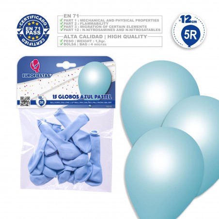 Ballons 5r 15 bleu pastel