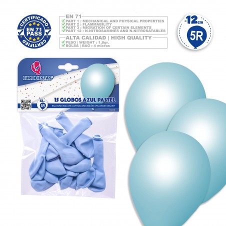 Globos 5r 15 pastel bleu