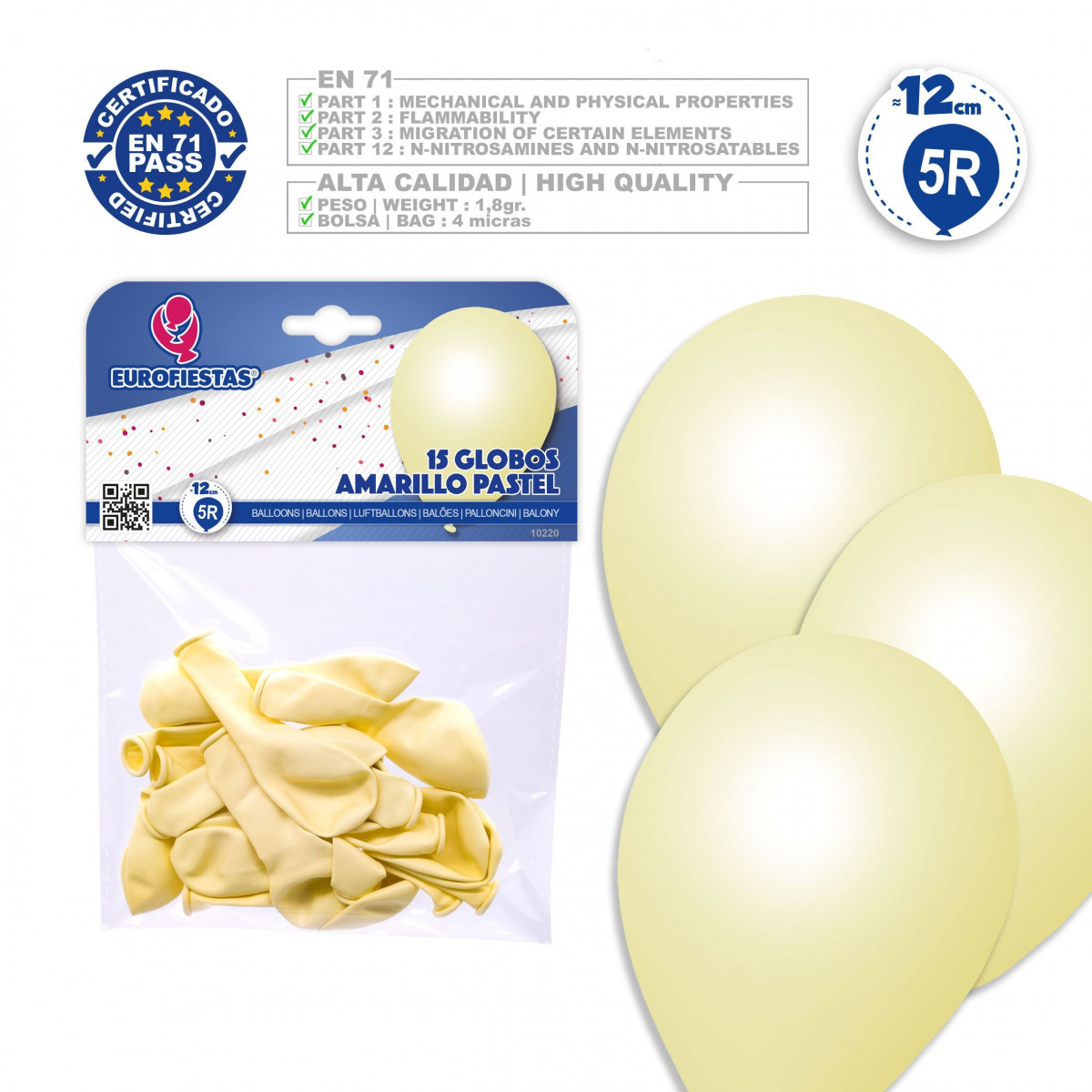 Ballons 5r 15 pastel jaune