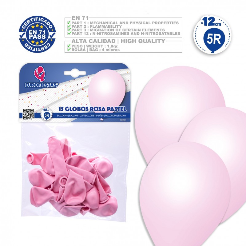 Ballons 5r 15 rose pastel