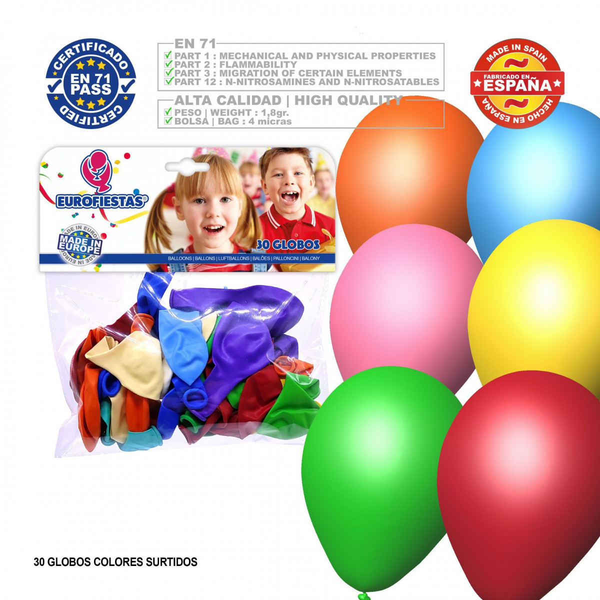 Ballons assortis 30u