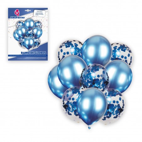 Bouquet de ballons bleu chrome