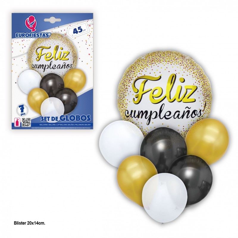 Ensemble De Ballons Happy Birthday Or Noir