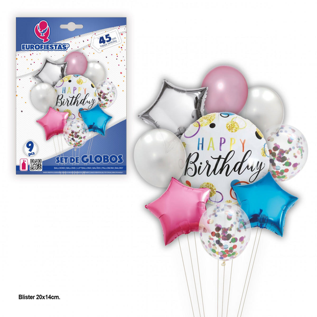 Ensemble de ballons joyeux anniversaire étoiles