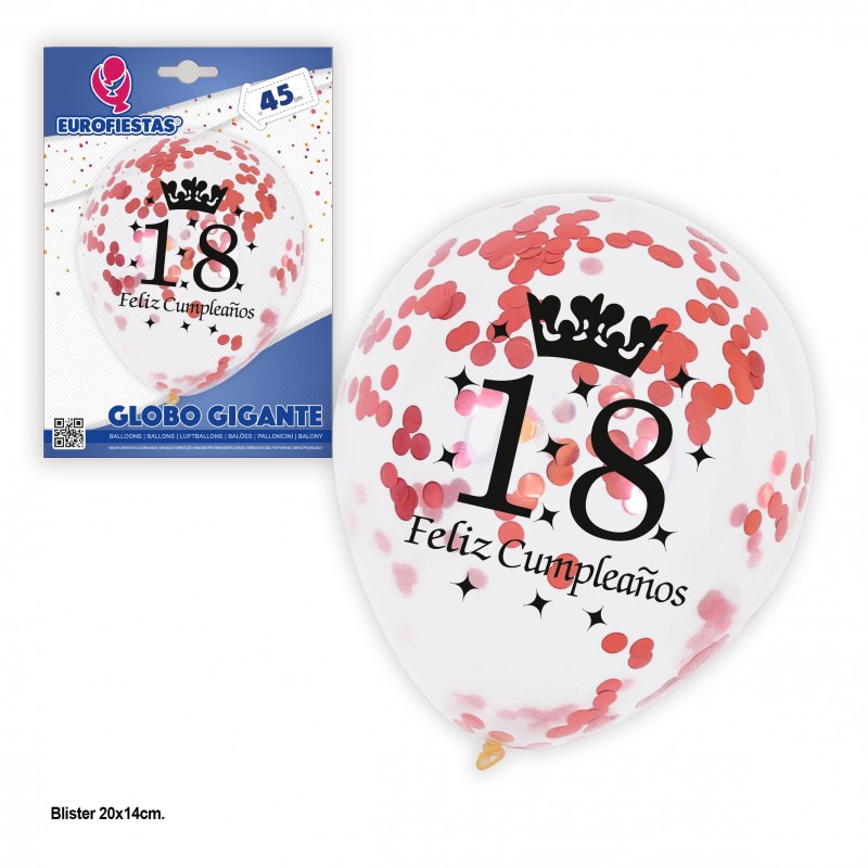 Ballon transparent confettis or rose 18 ans