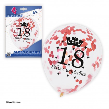 Ballon transparent confettis or rose 18ème anniversaire