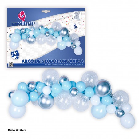 Arc De Ballon Organique Bleu Et Argent