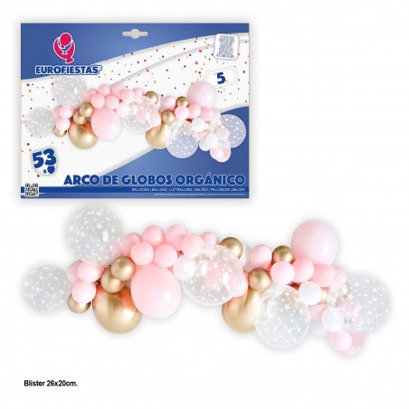 Arc en ballons organiques rose et or