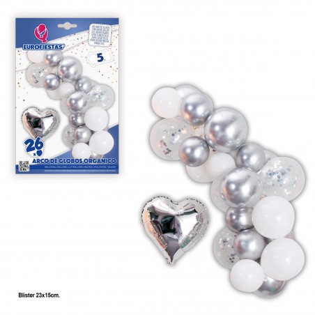 Arche de ballons organiques blancs plats corazon