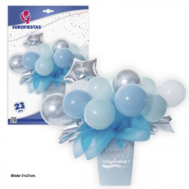 Ensemble de ballons avec vase bleu