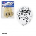 Ballon transparent confetti argent 4 joyeux anniversaire