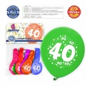 Ballons de couleurs assorties 9r numéro 40 imprimé 6 unités