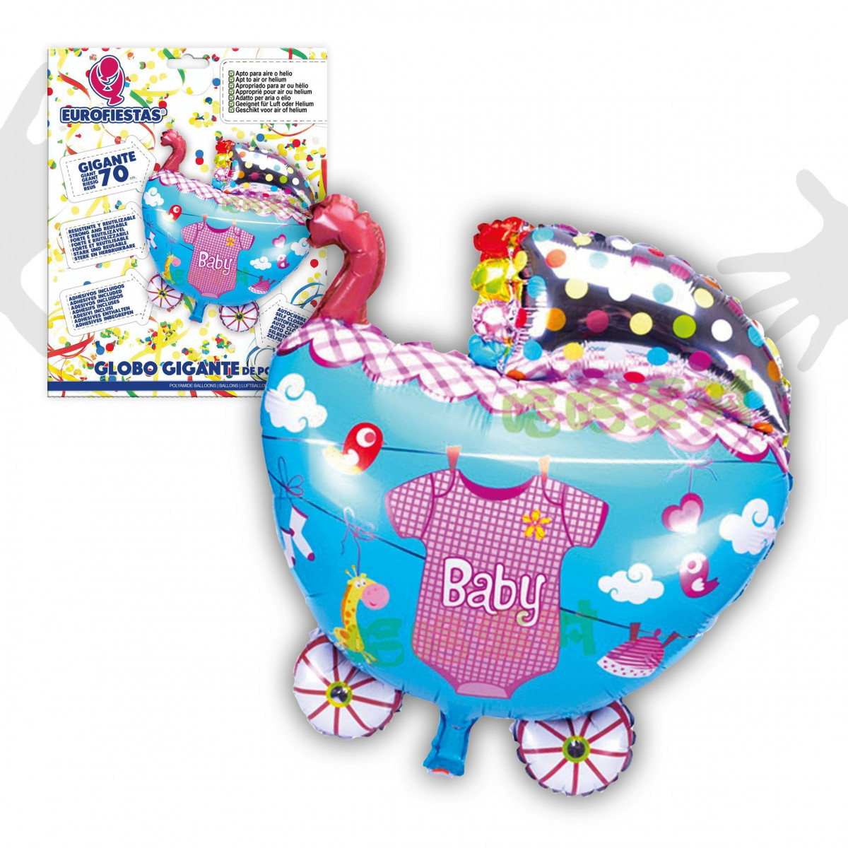 Globe en polyamide en forme de chariot 70cm.