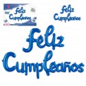 Lot de ballons bleus en polyamide avec inscription « Joyeux anniversaire » en minuscules