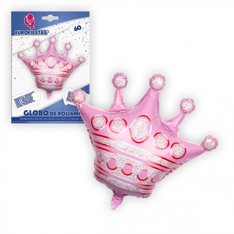 Globe polyamide couronne 60cm rose