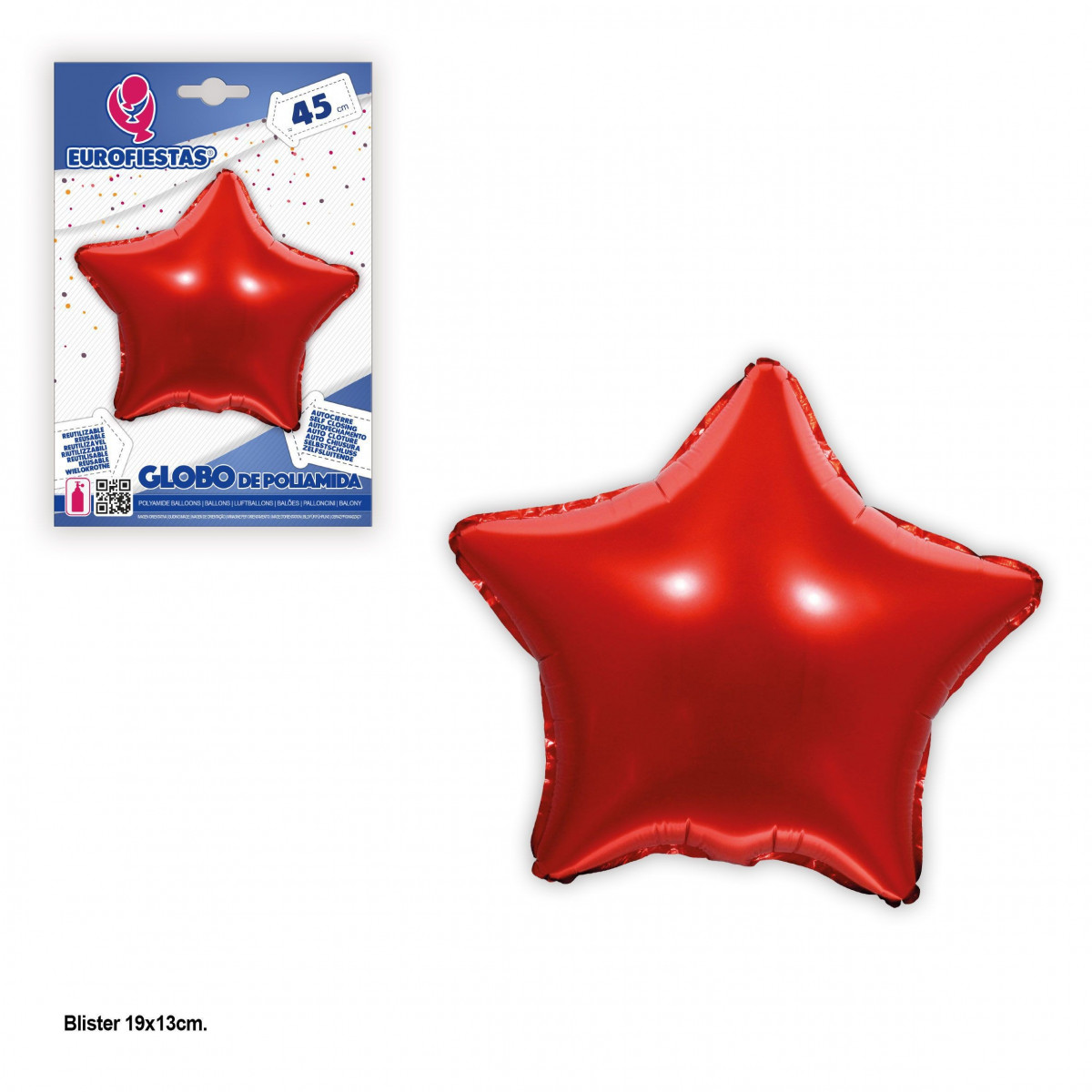 Ballon polyamide étoile rouge 45cm