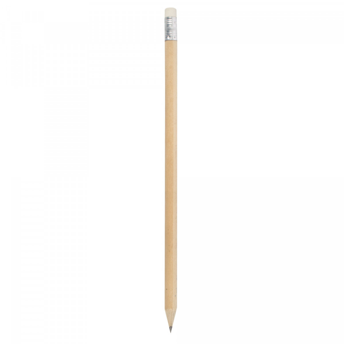Crayon en bois naturel avec gomme : 19 cm
