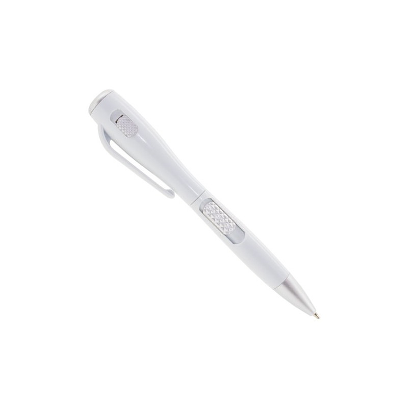 Stylo à bille blanc avec lampe de poche