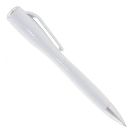 Stylo à bille blanc avec lampe de poche