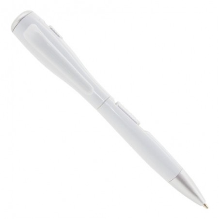 Stylo à bille blanc avec lampe de poche