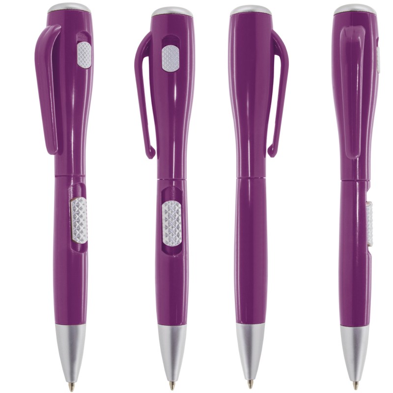 Stylo original violet avec lampe de poche