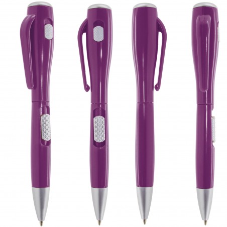 Stylo original violet avec lampe de poche