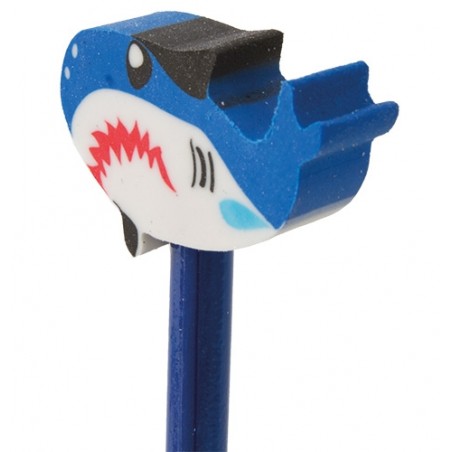 Requin bleu crayon en bois