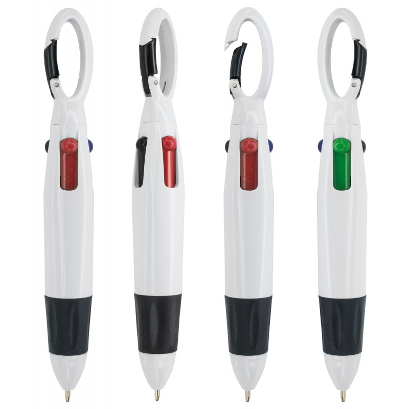 Stylo 4 couleurs avec mousqueton