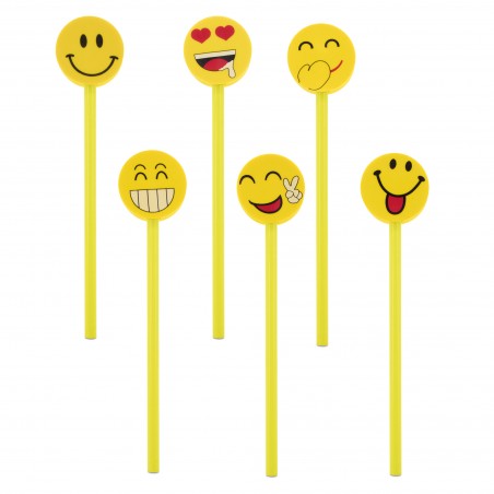 Stylos avec émoticônes Pack de 6 unités