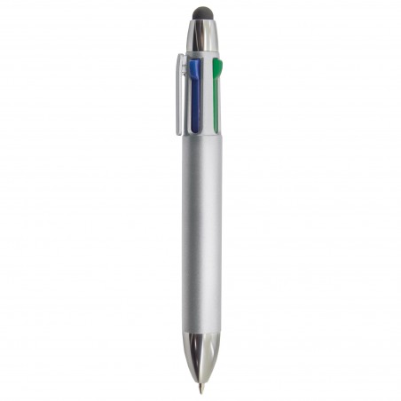 Stylo argenté avec quatre couleurs