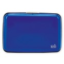 Porte-cartes accordéon en aluminium bleu