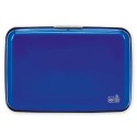 Porte-cartes accordéon en aluminium bleu