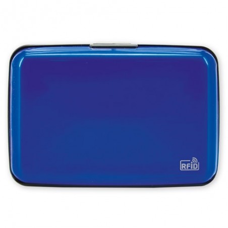 Porte-cartes accordéon en aluminium bleu
