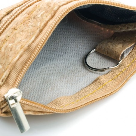 Porte-monnaie en liège double zip naturel